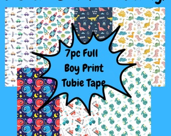 7pc Full Boy Print tubie tape, nj tube, ng tube, medical tape, Tubie bundle