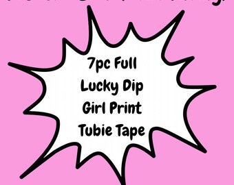 7 Stück Full Lucky Dip Girl Print Tubie Tape, NJ Tube, NG Tube, medizinisches Tape, Tubie Bundle