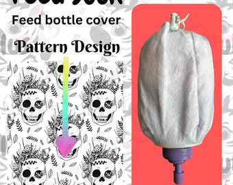 Bespoke Skull Print Feed Sock | Feed Bottle Cover | 500ml or 1L | Pre Order