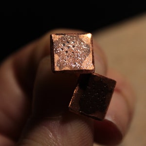 Stardust copper stud earrings, silver and glitter studs