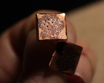 Stardust copper stud earrings, silver and glitter studs