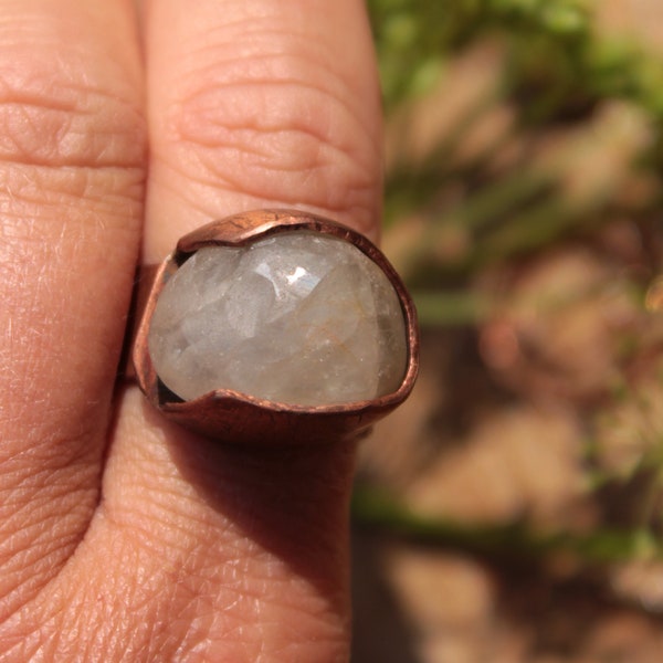 statement ring with quartz - Baltic sea - Ostsee schmuck - brutalist design - ostseekiesel Ring