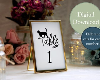 Cat Table Numbers 1 - 15 - Instant Download, Each Number Is a Different Cat Breed, Printable, Cat Lovers, Birthday, Wedding, Party