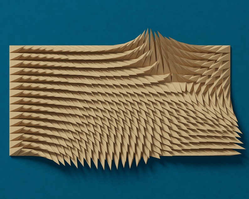 01_01 - WINDY FUR - FIVE colours 3D wall plastic ar diy paper art sculpture parametric design relief pattern Laser-cutter template image 4