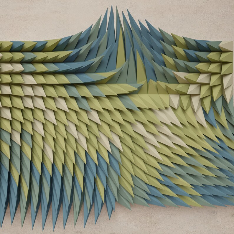 01_01 - WINDY FUR - FIVE colours 3D wall plastic ar diy paper art sculpture parametric design relief pattern Laser-cutter template image 5