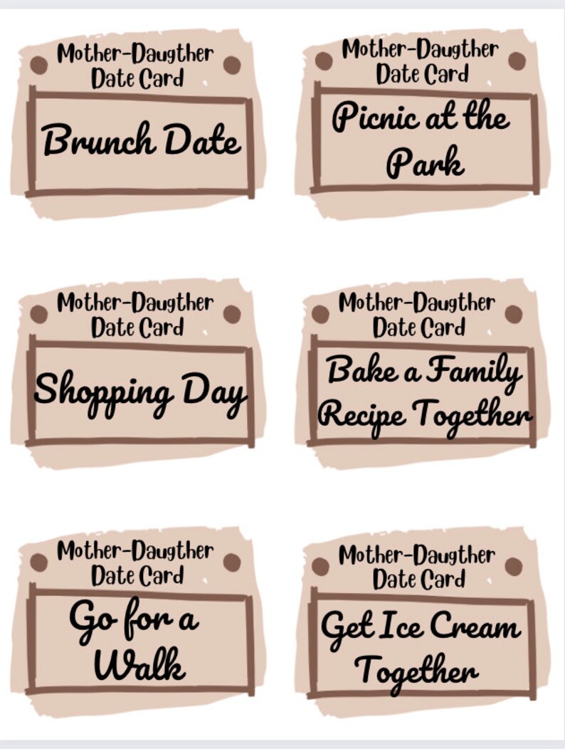 Mother-daughter Date Cards/mother's Day Gift/mother's Day Present/mother-daughter Date Ideas/mom ...