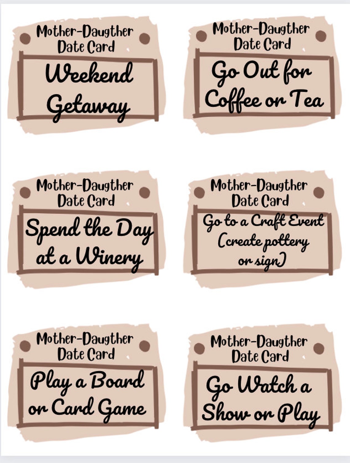 Mother-daughter Date Cards/mother's Day Gift/mother's Day Present/mother-daughter Date Ideas/mom ...
