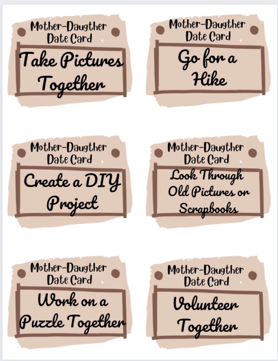 Mother-daughter Date Cards/mother's Day Gift/mother's Day Present/mother-daughter Date Ideas/mom ...
