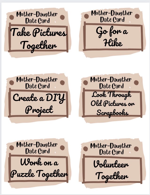Mother-daughter Date Cards/mother's Day Gift/mother's Day Present/mother-daughter Date Ideas/mom ...