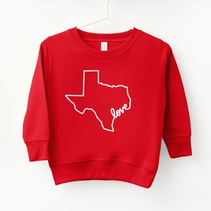 Sudadera Love Texas para niños pequeños, niños y niñas, sudadera unisex para niños, suéter de manga larga para niños pequeños de Texas