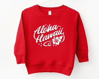 Aloha Hawaii Toddler Sweatshirt, Boys, Girls, Children's Unisex Sweatshirt, Hibiscus Hawaii Little Kids Long Sleeve Sweater