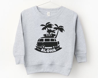Aloha Surf Bus Toddler Sweatshirt, Boys, Girls, Children's Unisex Sweatshirt, Surf Van Little Kids Long Sleeve Sweater