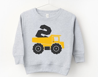 2nd Birthday Dump Truck Toddler Sweatshirt, 2nd Birthday Sweatshirt, 2 Years Old Sweatshirt, Second Birthday Construction Kids Sweatshirt