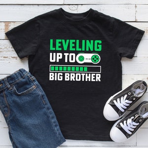 Leveling Up To Big Brother Kids Shirt, Toddler, Infant or Youth T-shirt, Video Game Leveling Up Big Brother Kids Tshirt