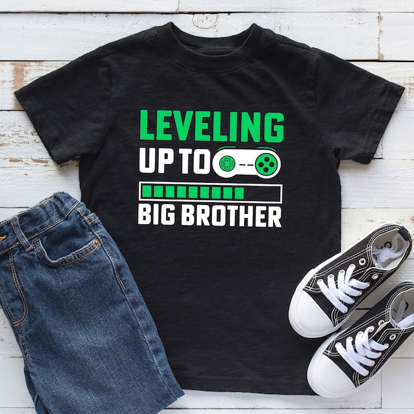 Leveling Up To Big Brother Kids Shirt, Toddler, Infant or Youth T-shirt, Video Game Leveling Up Big Brother Kids Tshirt