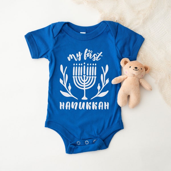 My First Hanukkah Infant Bodysuit, Happy Hanukkah Menorah Babies First Hanukkah One Piece Baby Creeper