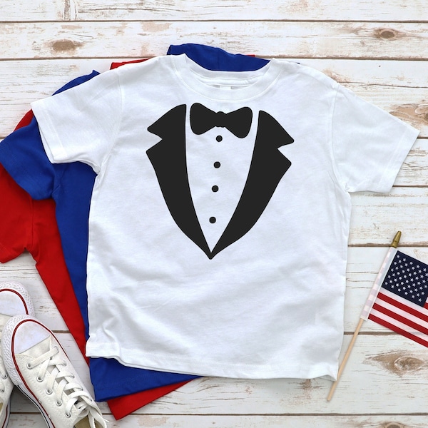 Faux Tux Kids Shirt, Toddler, Infant or Youth T-shirt, Boys, Girls, Children's Unisex Tshirt, Faux Tuxedo Tux Kids T Shirt