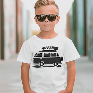 Surf Van Kids T-shirt, Surfer Van Kids Tshirt, Surfing Van Toddler Infant Youth Unisex Kids Hippie Hang Loose Hawaii Surf Van T-shirt