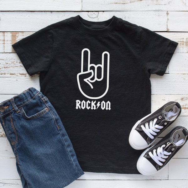 Rock On Kids T-shirt, Rock N Roll Horns Toddler, Infant, Youth, Sign of The Horns Unisex Kids T Shirt