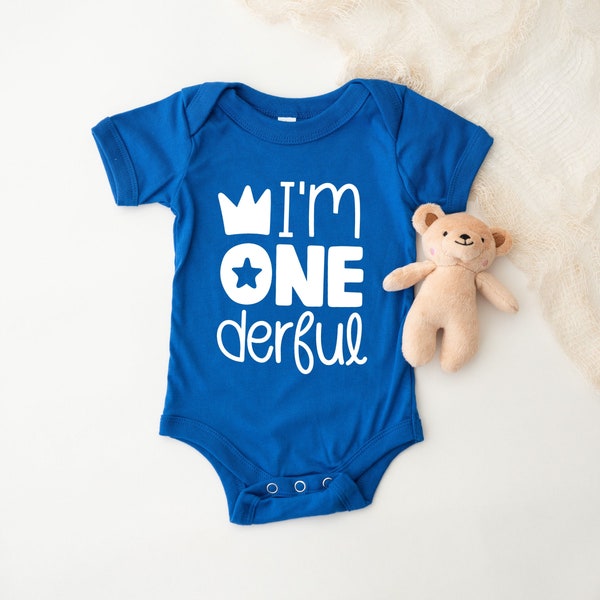 I'm ONE Derful Infant Bodysuit or Infant T-shirt, 1st Birthday, First B-day, One Year Old One Piece Baby Creeper or Baby T Shirt