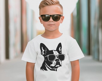 Boston Terrier Sunglasses Kids Shirt: Dog Lover Tee, Bodysuit, Sweatshirt