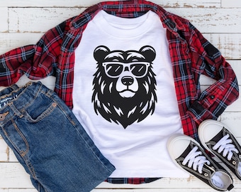 Bear Sunglasses Kids Shirt, Bear Wearing Sunglasses Toddler T-shirt, Bear With Sunglasses Infant Bodysuit, Little Kids Cool Bear Sweatshirt