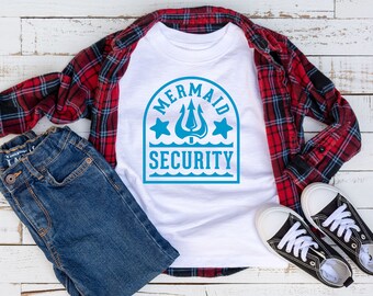 Mermaid Security Kids T-Shirt: Unisex Cotton Tee