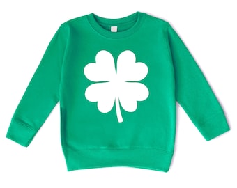 Four Leaf Clover Kids Sweatshirt: Lucky St Patricks Day Green Shamrock