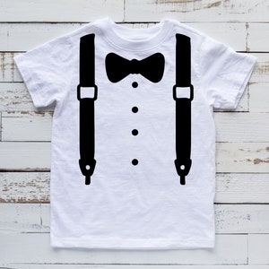 Kids Faux Bow Tie Tuxedo Shirt: Unisex Infant, Toddler, Youth T-Shirt White