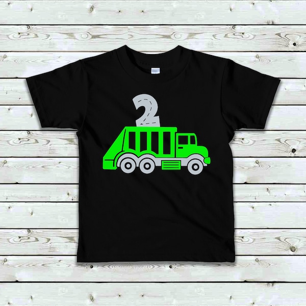 2nd Birthday Garbage Truck Toddler T-shirt, Garbage Truck 2nd Birthday Unisex Kids Shirt, Trash Sanitation Recycling Second Birthday T Shirt