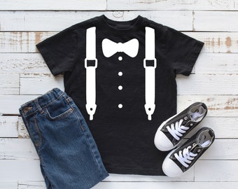 Kids Faux Bow Tie Tuxedo Shirt: Unisex Infant, Toddler, Youth T-Shirt