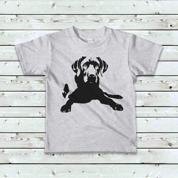 Laying Black Lab Kids T-shirt, Labrador Retriever Toddler Shirt, Infant Black Lab Tshirt, Youth Unisex Kids Labrador Retriever T Shirt