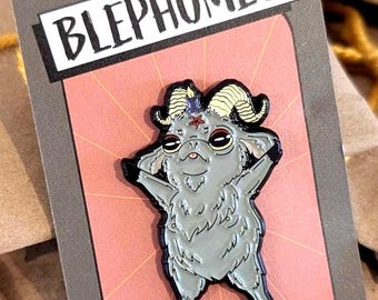 Blephomet Soft Enamel Pin | Kawaii Baphomet | Live Deliciously | Goth pin | Witch Aesthetic | Spooky Cute Satan | Occult | Punk Fashion