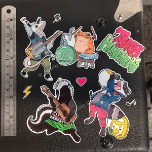 Toni the Punk Rock Opossum Vinyl Sticker Set | Individual Options Available | Children's Book Illustration | Trash Panda Punk vibes image 8