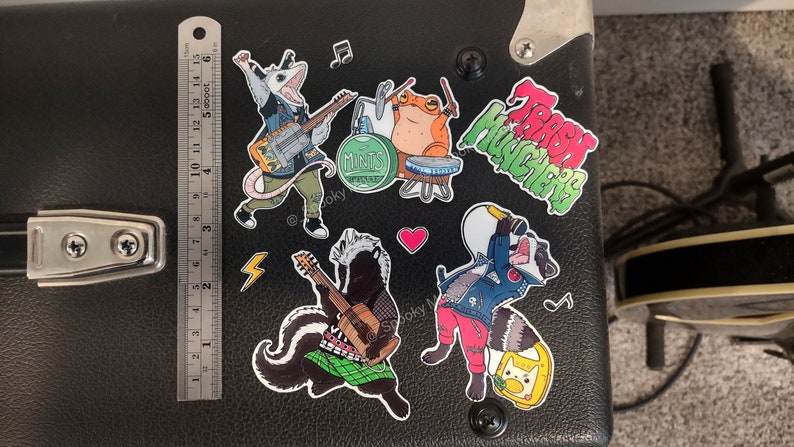 Toni the Punk Rock Opossum Vinyl Sticker Set | Individual Options Available | Children's Book Illustration | Trash Panda Punk vibes image 8