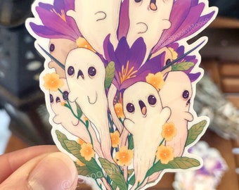 BOO-quet Sticker | Cute Ghost vinyl sticker | Spooky Cute Decal | witch aesthetic | Botanical Illustration | Flower Art | Cottagecore decor