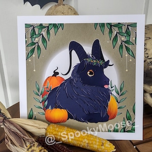 Spooky Cute Black Goat | Black Phillip | Live Deliciously | Witch Aesthetic | Halloween vibes | Goth Decor | Samhain | Hail Yourself | Goats