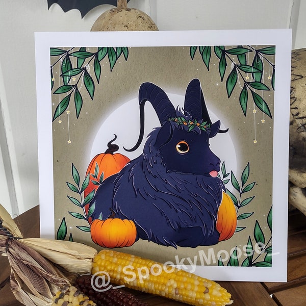 Spooky Cute Black Goat | Black Phillip | Live Deliciously | Witch Aesthetic | Halloween vibes | Goth Decor | Samhain | Hail Yourself | Goats