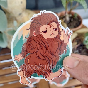 Sassy Sasquatch Sticker | Bigfoot Cryptid Creature decal | Spooky cute Nature vinyl | Occult vibes | Cryptozoology | Urban Legends