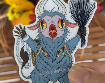 Cute Krampus Vinyl Sticker | Merry Krampus | Winter Solstice Art | Christmas Folklore | Spooky Cute holiday art | Witchy Vibes | Pagan decor