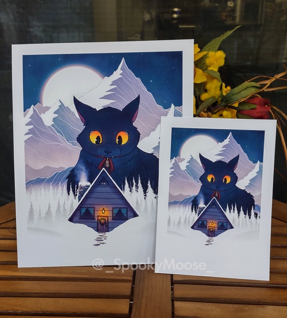 Jólakötturinn theYule Cat Art Print | Winter Solstice Art | Christmas folklore | Scandanavian Folktale | Witchy Vibes | Cute Cat | Yule Art