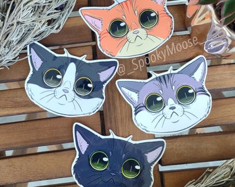 Cute Cat face sticker | Adorable Sad Kitty decor | Kawaii cat art | black cat waterproof vinyl sticker | Chonky kitten Illustration
