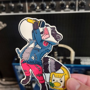 Toni the Punk Rock Opossum Vinyl Sticker Set | Individual Options Available | Children's Book Illustration | Trash Panda Punk vibes image 4