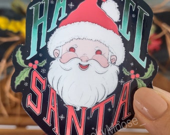 Hail Santa Vinyl Sticker | Winter Solstice Art | Christmas Folklore | Spooky Cute holiday art | Witchy Vibes | Pagan decor | Merry Krampus