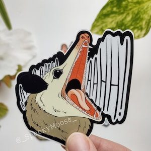 Screaming Opossum Vinyl Sticker | Creepy Cute Art | Laptop decal