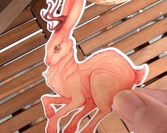 Jackalope Vinyl Sticker |  North American myths and legends | Cryptid Creature decal | Cute Occult vibes | Cryptozoology | Urban Legends