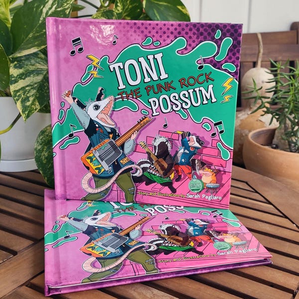 Toni the Punk Rock Possum | hardback children's picture book | rhyming children's story by Sarah Pagliaro