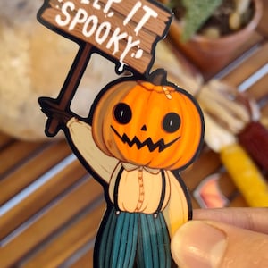 Håll det läskigt Jack-o'-lantern vinylklistermärke | Gåvor till häxa | Halloween-dekal | Pumpahuvud | Goth-dekor | läskig söt cottagecore-konst