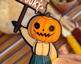 Keep it spooky Kürbis-Vinyl-Aufkleber | Geschenke für Hexe|Halloween Aufkleber | Kürbiskopf | Gothic Dekor | gruselige CottageCore Kunst