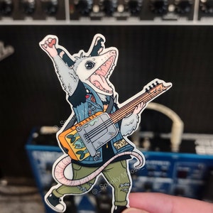 Toni the Punk Rock Opossum Vinyl Sticker Set | Individual Options Available | Children's Book Illustration | Trash Panda Punk vibes image 2